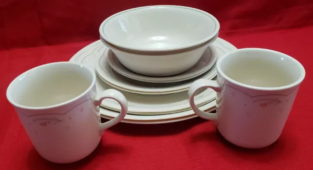 Vintage Corelle Calico Rose 12 Piece Dish's Set Plates Cups Bowls 2 Place Settin