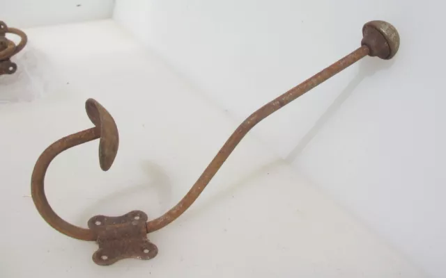 Large Antique Iron Coat Hook Hat Hanger Old Victorian French Vintage 10"H