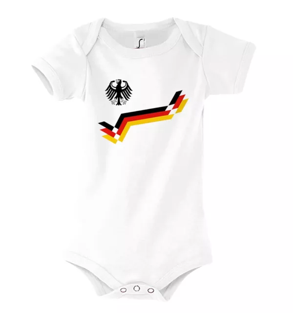 Youth Designz Baby Strampler Alemania con camiseta de fútbol retro cuerpo aficionados del Mundial