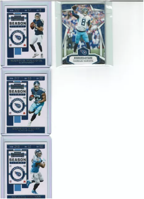 2019 Contenders Football Tennessee Titans Team Set (3) Base Cards +Plus+