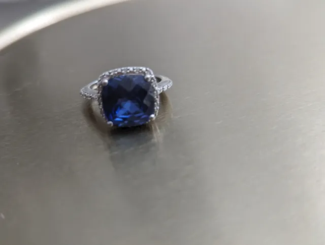 Modern & gorgeous :: Miadora sterling silver created sapphire ring size 4.5