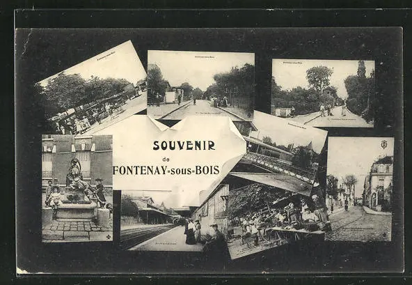 CPA Fontenay-sous-Bois, Le Marche, La Gare, Rue des Moulins, fontaine 1906