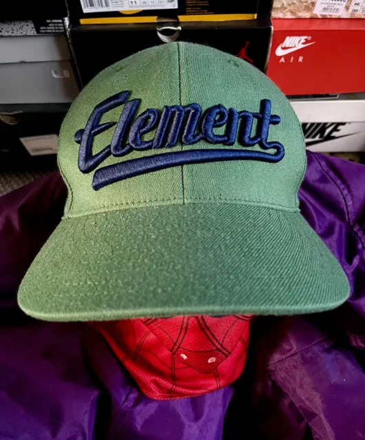 ELEMENT Skateboards Fitted Wool FlexFit Hat Embroidered Baseball Cap Forest VGC