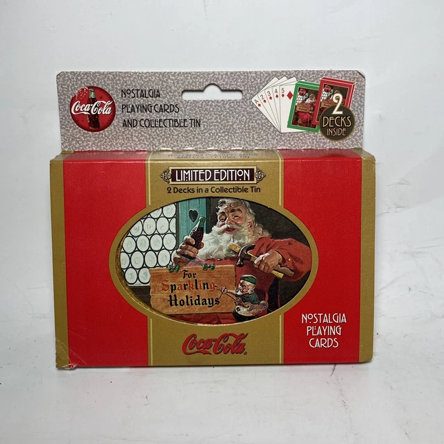 1998 Coca-Cola Santa Claus Limited Edition Nostalgic Cards & Tin 2 Decks New VTG