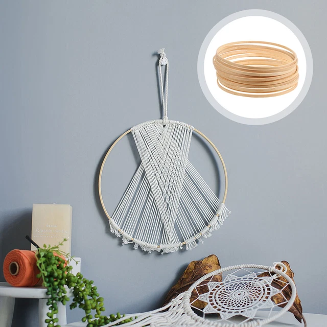 12 piezas decoración de madera marco de manualidades macramé círculo de madera decoración de bodas