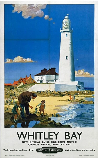 Whitley Bay Phare Acier Réfrigérateur Aimant (Se )