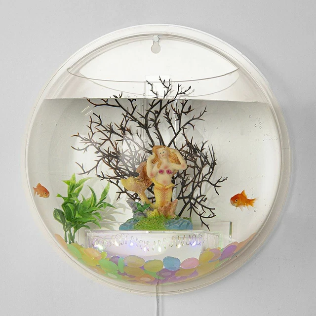 Wall Mount Acrylic Plexiglass Fish Bowl Hanging Aquarium Tank Betta Fish 6