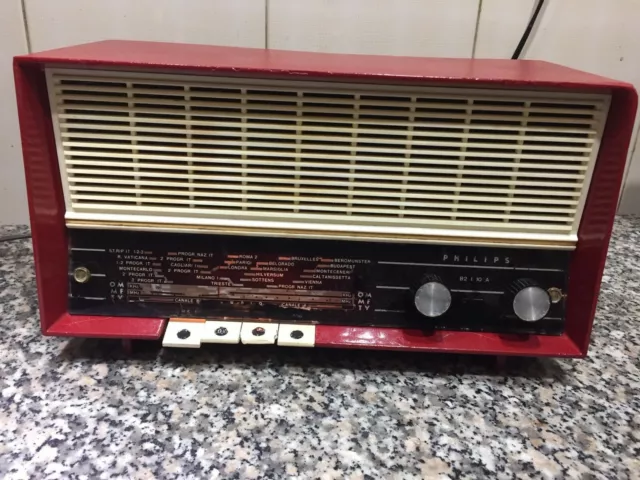 Radio Valvolare Am/Fm Philips B2 I 20 A, Anni 60 Funzionante Ottime Condizioni 