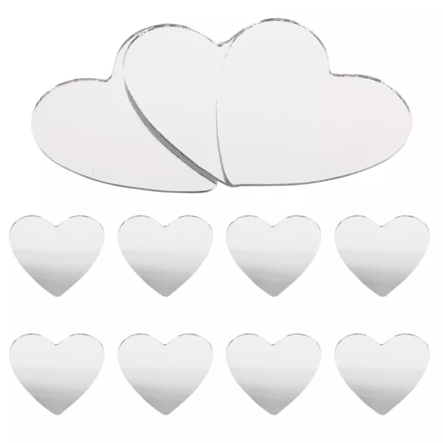 20 Pcs Small Heart Mirror Make up Cosmetic Miniature Glass Ornaments Travel 2