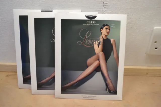 3 x Levante Class Gloss Tights  Pantyhose Small Black 12 Denier