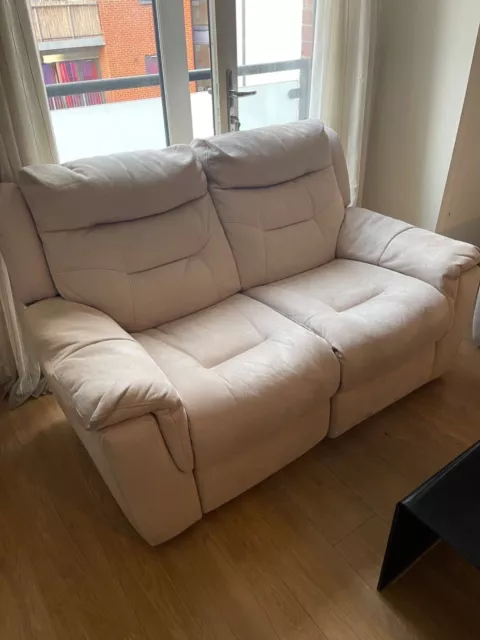 reclining sofa set suede colour beige