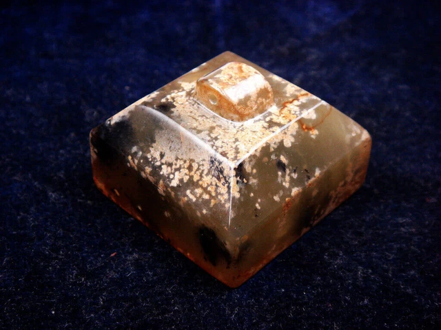 Old Nephrite Jade Stone Carved Square Shaped Seal Paperweight #10162301