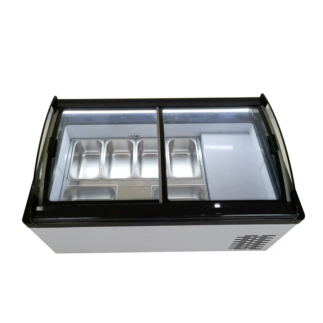 Vaseni  Gelato Ice Cream Showcase Display with 6 Square Storage Basket With LED