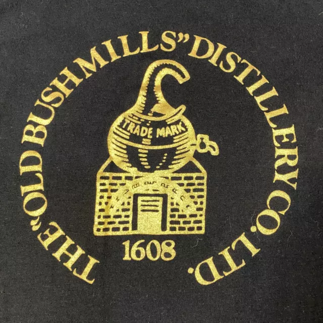 Bushmills Distillery T-shirt S Black Vintage Single Stitch 80's Unisex Fit 2