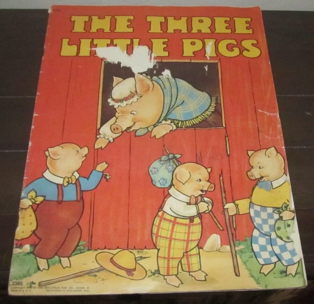 George Pig Raro 1941 THE THREE LITTLE PIGS Big Books Saalfield Pub #2365 RARO Libro per ...