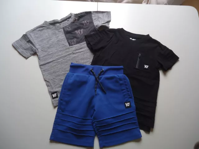 Shirts & Shorts 10 LP – GR.122-128 – schwarz, grau & blau - neuwertig