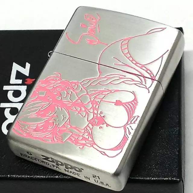 Zippo Oil Lighter Super Sonico Cute Girl Silver Pink Anime Japan
