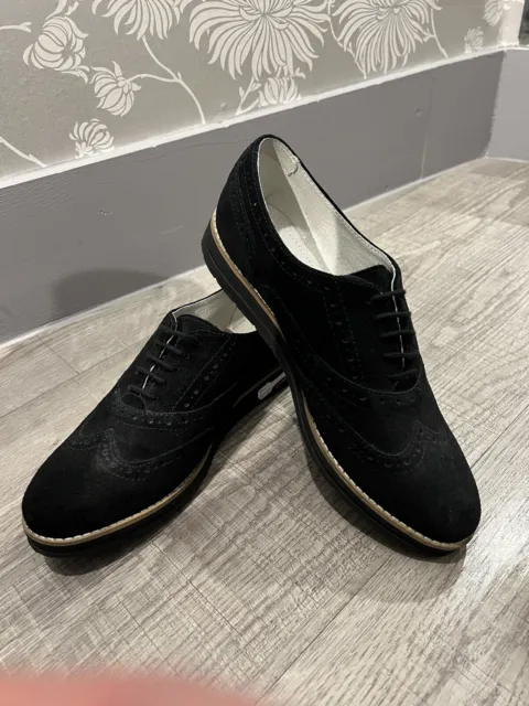 Black Suede Lace Up Shoes Size 40