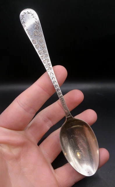 1918 Sheffield Antique English Silver Decorated 5" Spoon. Engraved Beryl.