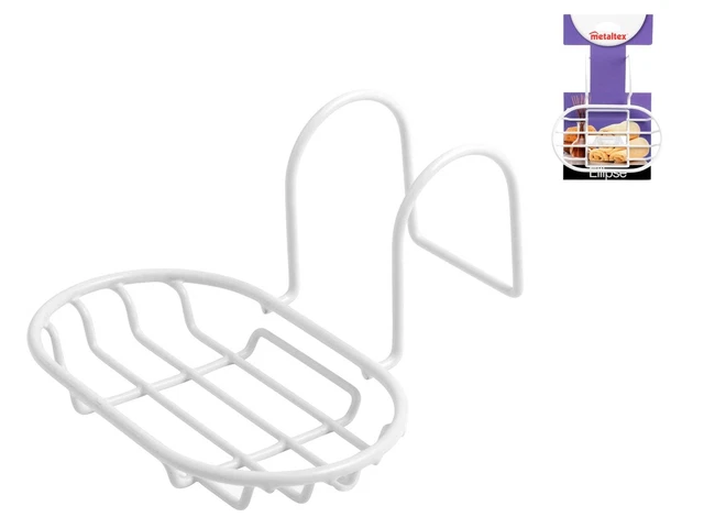 Porta sapone per vasca in filo metallico bianco