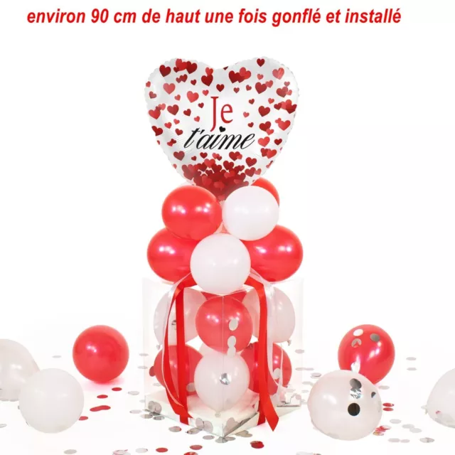 Coffret cadeau Ballon alu Latex XXL  DIY - Je t'aime -  monté env 90 cm Hauteur