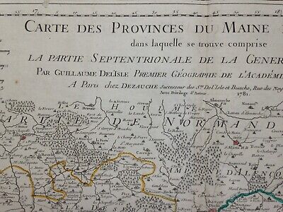 Maine Perche France 1781 Delisle / P Buache Large Antique Map 18Th Century 2
