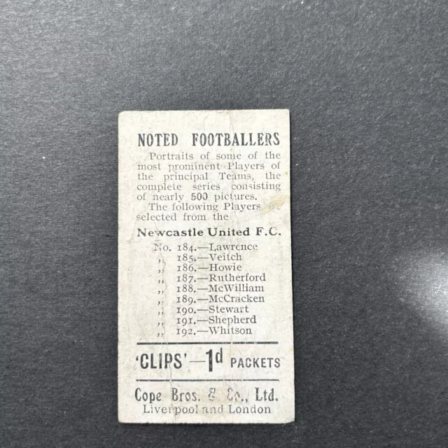 Cope-Copes Clips Noted Football 282 Back-#192- Newcastle United - Whitson 2