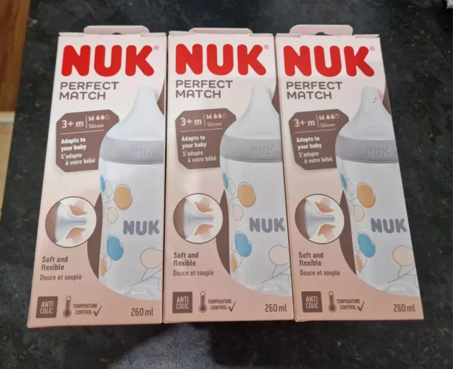 3 Nuk Perfect Match Bottles BNIB