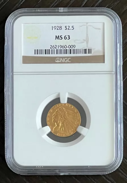 1928 $2.50 Indian Head Quarter Eagle Gold NGC MS63 Brilliant Uncirculated Coin