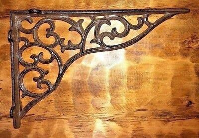 SET OF 6 LARGE VICTORIAN VINE SHELF BRACKET BRACE Rustic Antique Brown Cast Iron