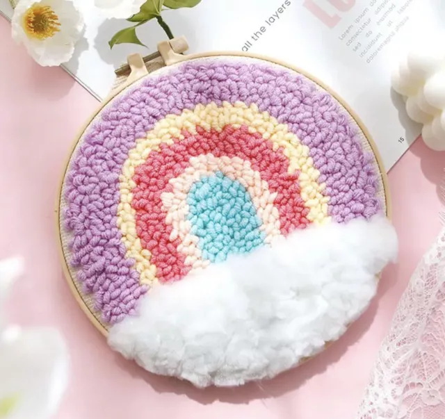 Diy Punch Needle Embroidery Starter Kits For Beginner Kids Beautiful Rainbow