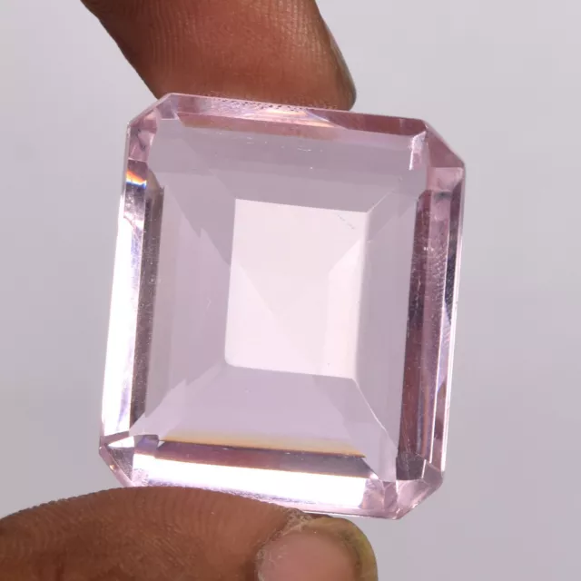 Baby Pink Topaz Faceted Emerald Cut 20.50 CT Loose Gemstone 4 Women Anniversary