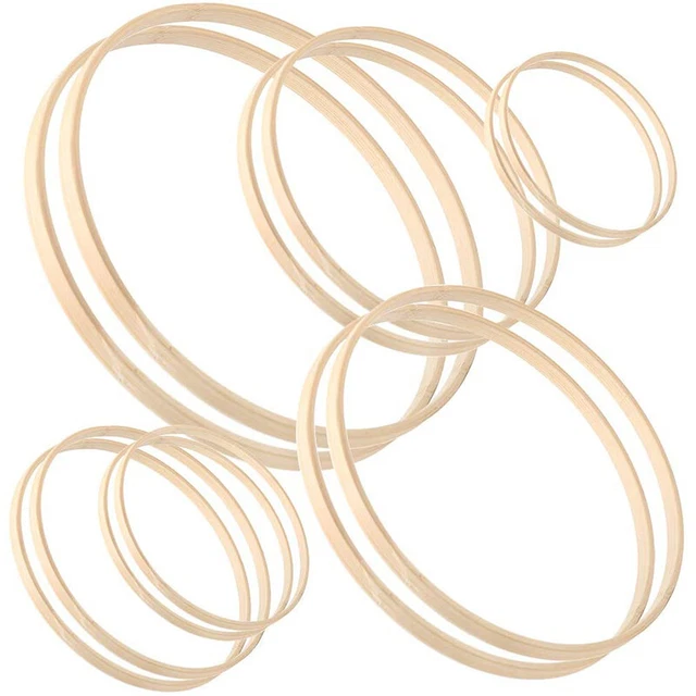 Juego de Aros Florales de Bambú de Madera de 12 Piezas, Aros Artesanales de MaO7