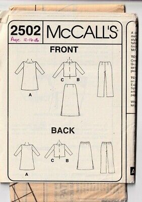 Gonna top modello da cucito McCalls 2502 pantaloni abito ragazze anni '90 B&W Env non tagliato 3