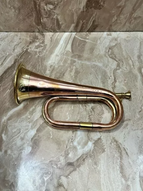 Antique Brass Copper Blowing Bugle Horn Signal Musical Instrument Classic 12''