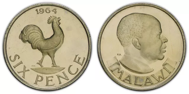 Malawi 6 Pence 1964 (Choice Proof) *Low Mintage Proof Issue*