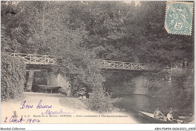 ABNP5-94-0381 - bords de la marne - CRETEIL - pont conduisant a l'ile saint