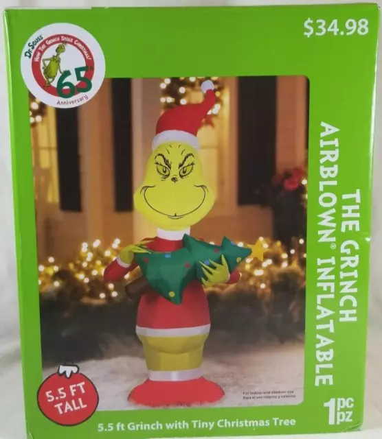 Dr. Seuss THE GRINCH Airblown Inflatable Christmas Yard Decoration LED 5.5 feet Dr. Seuss THE GRINCH Airblown Inflatable Christmas Yard Decoration LED 5.5 feet
