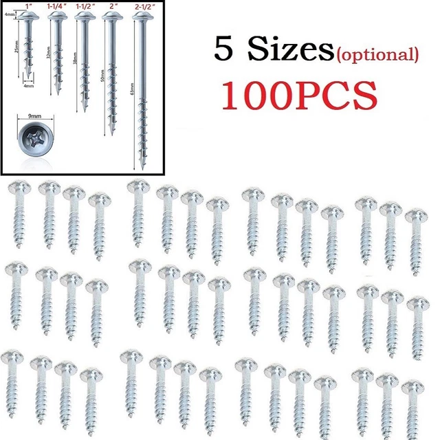 Foro Viti Cacciavite Argento Falegnameria 100pcs 25-63mm Acciaio Al Carbonio