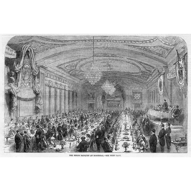 CANADA Robert Burns Centenary Banquet at MONTREAL - Antique Print 1859