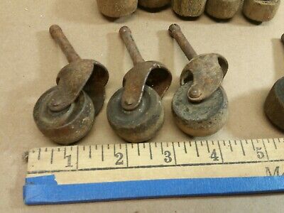 Vintage Lot of Iron & Wood Furniture Swivel Casters - Large Lot of 14 2