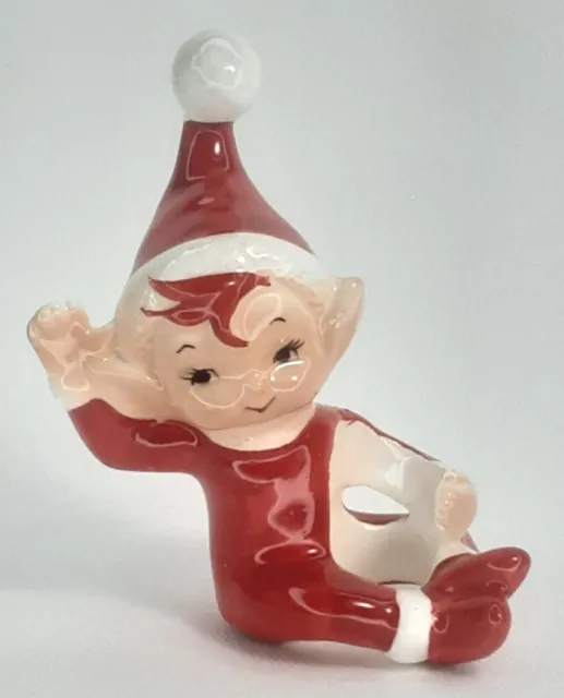 Christmas Pixie Elf Candle Holder Made in Japan Mid-Century Modern Holiday Decor