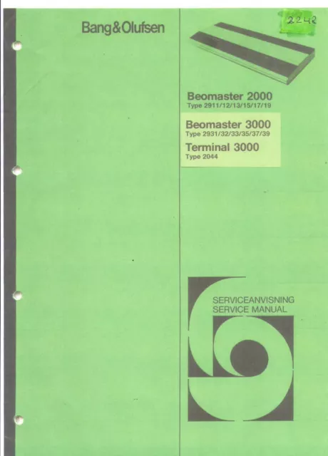 B & O Bang & Olufsen Service Manual für Beomaster 2000-3000 /Terminal 3000 Copy