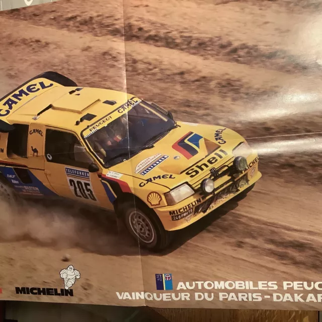 Superbe Affiche Originale 1987 205 Turbo 16 Paris Dakar !!