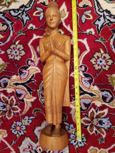 Antique Burma Myanmar Hand Carved Wood Woman Human Figure Statue Thailand