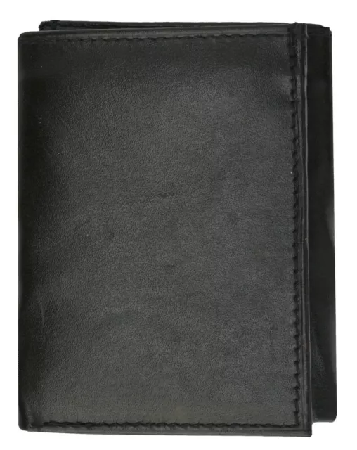 New Mens Trifold Genuine Leather Black Wallet Credit Card Case Window ID Holder