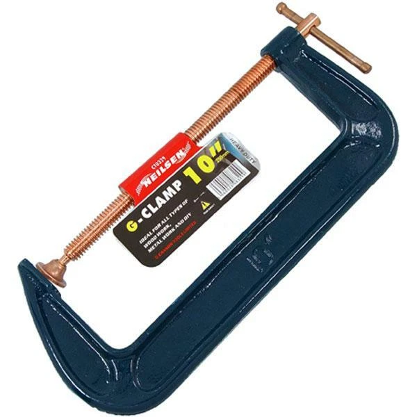 Heavy Duty G Clamp 10" / 250 mm - Copper Plated Threads - Maximum Strength