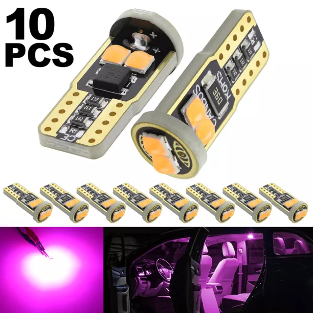 10X T10 LED 6 SMD Canbus 194 168 W5W Car Wedge Purple Side Light Dome Lamp Bulb