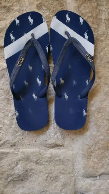 POLO RALP LAUREN Blue Flip Flops Shoes size 9/10