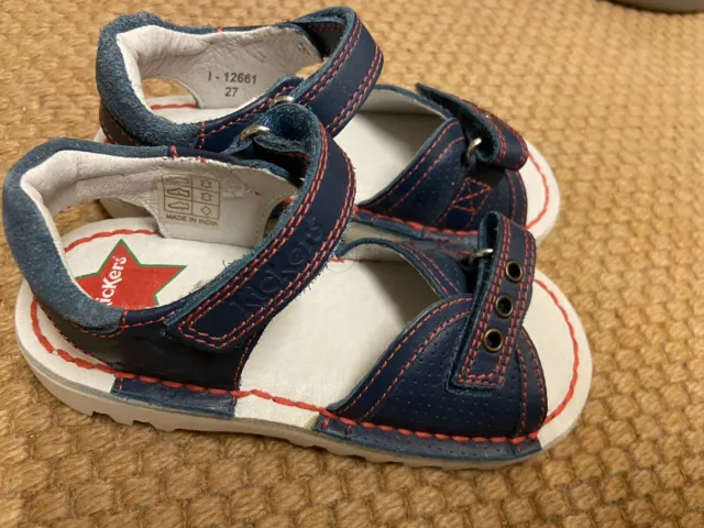 Brand New Unworn Kickers Unisex Infant Sandals Shoes Leather Size 9.5 Blue Red